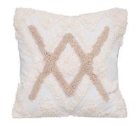 Atmosphera Housse de coussin Atelier coton tufté 40x40 cm ivoire et lin
