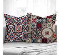 Housse de Coussin Automne Housse Coussin Exterieur Bohême, Taie d'oreiller 65x65cm Protege Oreiller Lot de 2 Tissu Velours Doux Lavable avec Fermeture éclair Invisible Pour Chambre Décoration R1-234