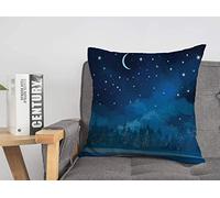 Housse de Coussin Awaresome Moon Wonderland Glow Rural Star Night Winter Scene Nature Glimmer Dark Magic Sky Forest Housses de Coussin Confortables 45,7 x 45,7 cm pour lit, Voiture, Salon