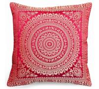 Housse de coussin Banarsi aux motifs indiens avec mandala 40,5 x 40,5 cm