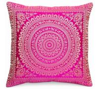 Housse de coussin Banarsi aux motifs indiens avec mandala 40,5 x 40,5 cm