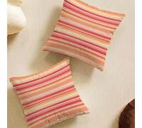Housse de Coussin Bande Housse Coussin 45x45 cm, Lot de 2 Carré Velours Coussins Decoratif Canape Rose Coussins Canapé pour Salon Chambre Terrasse Jardin Décoration L-L79