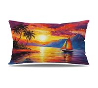 Housse de Coussin Bateau Taie d'oreiller 60x90 cm Lot de 1 en Velours Coussin Decoratif Impression Double Face avec Fermeture éclair Invisible Taie Oreiller, Decoration Maison Salon, Orange T9-103
