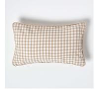 HOMESCAPES Housse de Coussin Beige à Carreaux Vichy en Coton, Housse de Coussin décoratif 30x50 cm