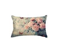 Housse de Coussin Beige Taie d'oreiller 50x70 cm Lot de 1 en Lin Coussin Decoratif avec Fermeture éclair Invisible Taie Oreiller Rectangulaire pour Decoration Maison Chambre Salon Automne, Rose Q9-551