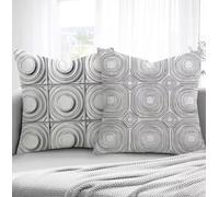 Housse de Coussin Blanc Housse Coussin Exterieur Géométrie, Taie d'oreiller 40x80cm Protege Oreiller Lot de 2 Tissu Velours Doux Lavable avec Fermeture éclair Invisible Pour Chambre Décoration R1-785