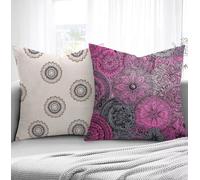 Housse de Coussin Blanc Housse Coussin Exterieur Modèle, Taie d'oreiller 65x65cm Protege Oreiller Lot de 2 Tissu Velours Doux Lavable avec Fermeture éclair Invisible Pour Chambre Décoration R1-164