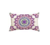 Housse de Coussin Blanc Taie d'oreiller 35x50 cm Lot de 1 en Lin Coussin Decoratif avec Fermeture éclair Invisible Taie Oreiller Rectangulaire pour Decoration Maison Salon Automne, Mandala Q9-20