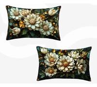 Housse de Coussin Blanc Taie D'Oreiller 40 x 60 cm Lot de 2, Taie Oreiller RéTro Coussin Rectangulaire Double Face Impermeable Design avec Fermeture Éclair Invisible pour Decoration Maison -zjn2602C0