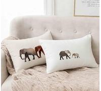 Housse de Coussin Blanc Taie d'oreiller 40x75 Lot de 2, Taie Oreiller éLéPhant Coussin Rectangulaire Impermeable Design avec Fermeture Éclair Invisible pour Decoration Maison Chambre -lsy25012S7