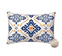Housse de Coussin Bleu 40x70 cm, Lot de 2 Housse Coussin Marocain Housses de Coussin Canape Decoration Taie D'Oreiller en Lin, Housse de Coussin Rectangulaire pour Salon Chambre Decoration -YM643