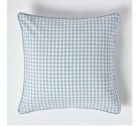 HOMESCAPES Housse de Coussin Bleu à Carreaux Vichy en Coton, Housse de Coussin décoratif 60x60 cm