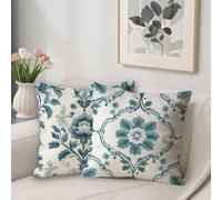 Housse de Coussin Bleu Europe du Nord Taie Oreiller 45x45 Double Face Velours Decoratif Coussin Canape Lot de 2 Imperméable Taie Oreiller pour Chambre Maison Jardin Exterieur Decoration P-90