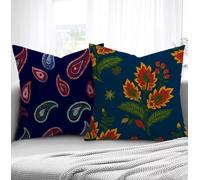 Housse de Coussin Bleu Foncé Housse Coussin Exterieur Usine, Taie d'oreiller 65x65cm Protege Oreiller Lot de 2 Tissu Velours Doux Lavable avec Fermeture éclair Invisible Pour Chambre Décoration R1-211