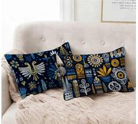 Housse de Coussin Bleu Foncé Taie d'oreiller 40x90 Lot de 2, Taie Oreiller RéTro Coussin Rectangulaire Impermeable Design avec Fermeture Éclair Invisible pour Decoration Maison Chambre -lsy25012MF