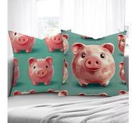 Housse de Coussin Bleu Housse Coussin Exterieur Cochon, Taie d'oreiller 65x65cm Protege Oreiller Lot de 2 Tissu Velours Doux Lavable avec Fermeture éclair Invisible Pour Chambre Décoration R1-203