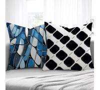 Housse de Coussin Bleu Housse Coussin Exterieur Modèle, Taie d'oreiller 40x80cm Protege Oreiller Lot de 2 Tissu Velours Doux Lavable avec Fermeture éclair Invisible Pour Chambre Décoration R1-786