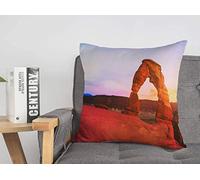Housse de Coussin Bleu Orange Arc délicat Arches géologie Parc extérieur Falaise Quand Ciel Tourisme Nature beauté Design Housses de Coussin Confortables 18 x 18 Pouces pour lit Voiture Salon