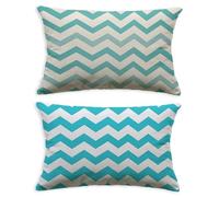 Housse de Coussin Bleu Taie Oreiller 40x70 Lot de 2 Rectangulaire Coussin Bande,2026 Nouveau Velours Impression Recto Verso Protege Oreiller pour Maison Décoration Canapé Salon Chambre Chaise O-409C