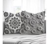 Housse de Coussin Bohême Housse Coussin Exterieur Gris, Taie d'oreiller 40x80cm Protege Oreiller Lot de 2 Tissu Velours Doux Lavable avec Fermeture éclair Invisible Pour Chambre Décoration R1-779