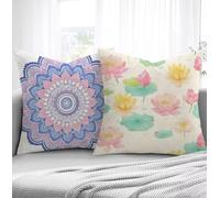 Housse de Coussin Bohême Housse Coussin Exterieur Simple, Taie d'oreiller 65x65cm Protege Oreiller Lot de 2 Tissu Velours Doux Lavable avec Fermeture éclair Invisible Pour Chambre Décoration R1-163