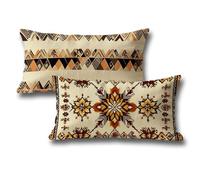 Housse de Coussin Bohême Oreiller 40x70 Lot de 2 Velours Decoration Automne Housse Coussin, Moderne Maison Chambre Protege Oreiller pour Exterieur Jardin Salon Halloween Decoration, Brun e-121
