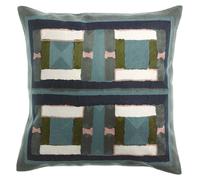HOUSSE DE COUSSIN BRODE TAHO VERT DE GRIS