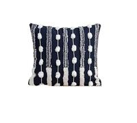 Housse de coussin brodée géométrique avec pompons - Coussin touffeté gris pour canapé et chambre à coucher (30 x 50 cm, 1 pièce)