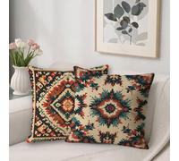 Housse de Coussin Brun Nationalité Taie Oreiller 45x45 Double Face Lin Decoratif Coussin Canape Lot de 2 Imperméable Taie Oreiller pour Chambre Maison Jardin Exterieur Decoration P-352