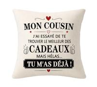 Housse de Coussin Cadeau pour Mon Cousin Cadeau d'anniversaire ou de Noël | Cadeaux pour cousin de la part d'une cousine d'un cousin, cadeau drôle, cadeau de fin d'études, cadeaux pour hommes garçons
