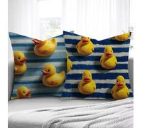 Housse de Coussin Canard Housse Coussin Exterieur Bande, Taie d'oreiller 65x65cm Protege Oreiller Lot de 2 Tissu Velours Doux Lavable avec Fermeture éclair Invisible Pour Chambre Décoration R1-185