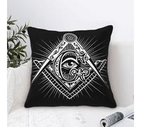Housse De Coussin Carré Logo Maçonnique De La Franc-Maçonnerie Carrées Taie d'oreiller Lavable Housses Coussins De Voiture pour Lit, Salon, Chambre, 45x45cm