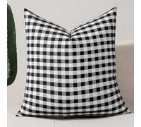 Housse De Coussin Carreaux 50x50 Lot De 2 Housses De Coussin Buffalo Plaid Tartan Housses De Coussino Décoratives en Coton Respirant Et Doux pour Canapé pour Chambre(2PCS Black D,18x18 In/45x45 cm)