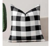 Housse De Coussin Carreaux 50x50 Lot De 2 Housses De Coussin Buffalo Plaid Tartan Housses De Coussino Décoratives en Coton Respirant Et Doux pour Canapé pour Chambre(2PCS Black B,18x18 In/45x45 cm)