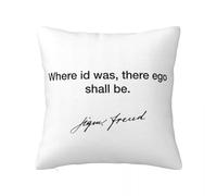 Housse de coussin carrée avec fermeture éclair « Where Id Was There Go Shall Be Sigmund Freud »