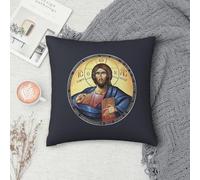 Housse de coussin carrée avec icône orthodoxe du Christ Pantocrator pour la maison, la chambre à coucher, la voiture