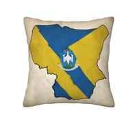 Housse de coussin carrée avec motif drapeau du Rwanda Map02 - Entretien facile - Fermeture éclair invisible