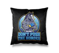 Housse de coussin carrée « Don't Push the Horses »