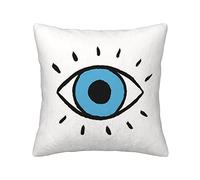 Housse de coussin carrée en peluche avec motif mauvais œil 45 x 45 cm