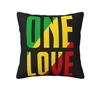 Housse de coussin carrée en peluche Rasta One Love Art - Décoration pour canapé, lit, canapé - 45 x 45 cm