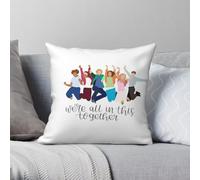 Housse de coussin carrée en polyester et lin avec fermeture éclair Motif High School Musical We're All In This
