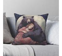 Housse de coussin carrée en polyester et lin avec fermeture éclair Motif Protect Me While I Rest Starry Night