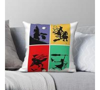 Housse de coussin carrée en polyester et lin avec fermeture éclair Motif The Worst Witch Jill Murphy