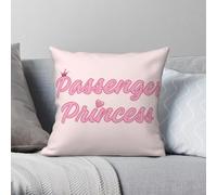 Housse de coussin carrée en polyester et lin avec motif de princesse passagère, rose