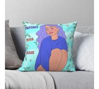 Housse de coussin carrée en polyester et lin velours avec fermeture éclair pour voiture Motif Protect Your Peace