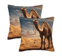 Housse de coussin carrée en tissu de qualité supérieure, motif chameau, sable du désert, polyvalent pour n'importe quelle pièce
