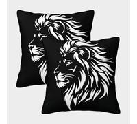 Housse De Coussin Carrée Lion Minimaliste 2PCS Taie d'oreiller Décoratif Animal Carrée Housse Oreiller Decoration Canapé pour Chambre Lit Jardin Canapé Chaise 40x40cm