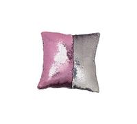 Wilson Gabor Housse de Coussin carrée Paillettes et Velours, Coloris Rose & Argent, 40 x 40 cm