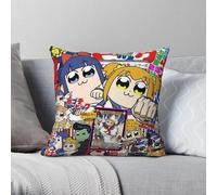 Housse de coussin carrée Pop Team Epic Anime en polyester et lin avec fermeture éclair