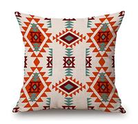Housse de coussin carrée tendance Navajo ethnique tribale en coton et lin pour canapé 45,7 x 45,7 cm